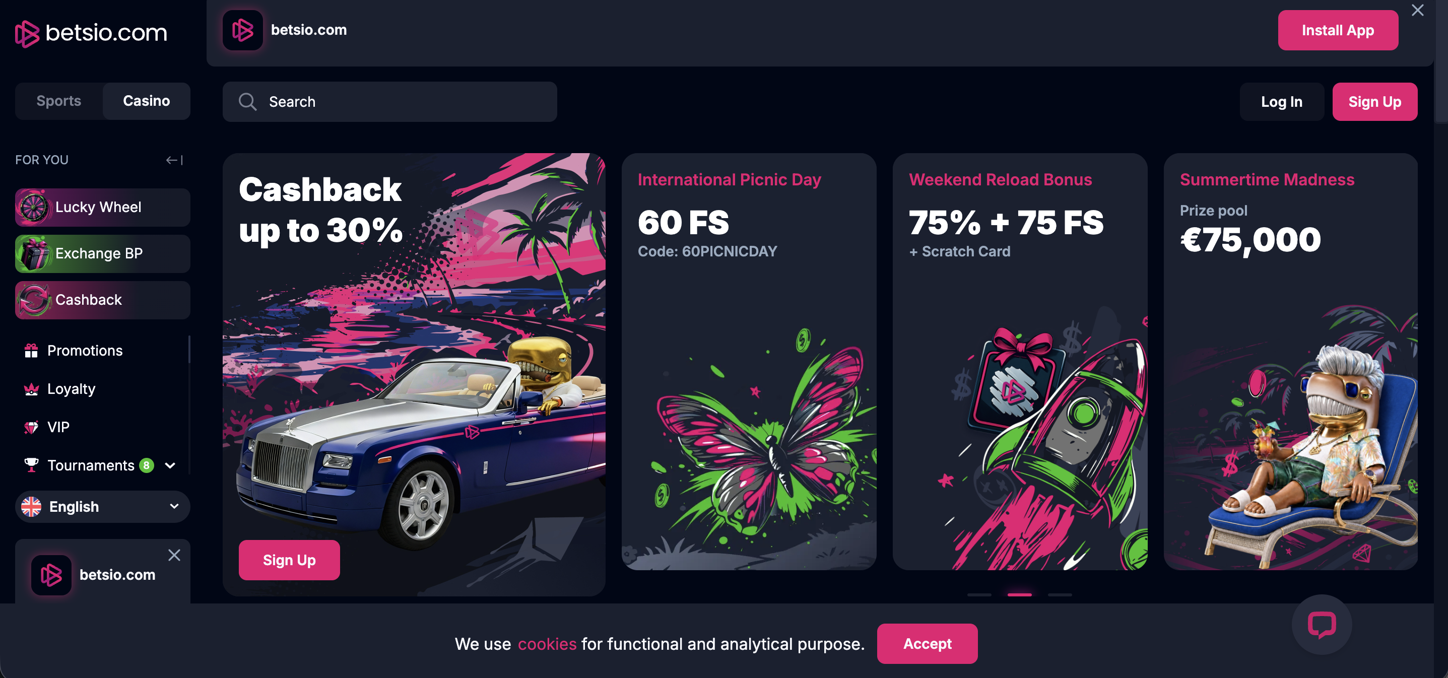 Betsio Casino Screenshot